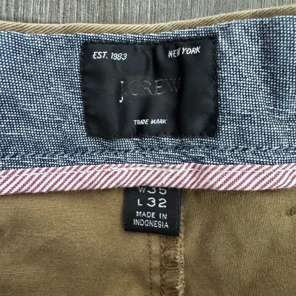 JCrew 770 Straight-Fit Core Stretch Chino Pants Mens W35 L32 River Brown AR886